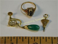 Gold Lot Ring Earring & Fraternal Pin