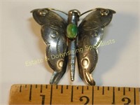 Native American Butterfly Turquoise Brooch