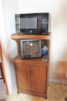 KITCHEN MICROWAVE CART, MICROWAVE, TELEVISION
