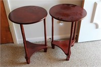 PAIR OF ROUND TOP SIDE TABLES