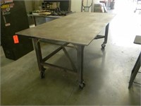 steel welding table on casters, 4' X 8'