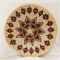 Hand Woven 20" Star Pattern Navajo Shallow Basket