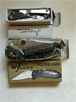 Four folding knives, all NEW