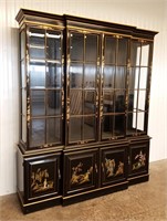 Black Lacquer Oriental Design China Cabinet