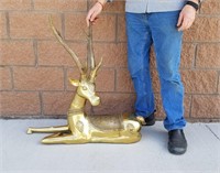 Bronze Metal Reclining Deer From Thailand