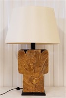 30" Designer  Deco Style Table Lamp Golden Swans