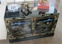 Designer Storage Cabinet Painted Oriental Scenes 2