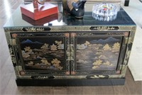 Designer Storage Cabinet Painted Oriental Scenes 1