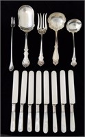 Antique Silverplated Flatware & MOP Handle Knives