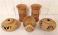 5 Southwestern Style Clay Candle Light Holders