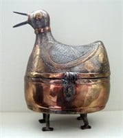 9" Fanciful Metal Bird Hinged Box From India