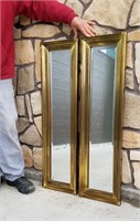 Pair of 42" BRANDT Brass Beveled Wall Mirrors