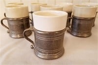8 Wilton Armetale Pewter Mugs & Ceramic Inserts