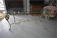 High Quality Glass & Iron Table 29"h 72"l 42"w