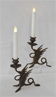 Vintage Brass Figural Dragon Candle Holders