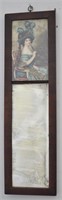 Victorian Era Wall Mirror & Lithograph 18" x 6"