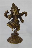 Small Solid Brass Hindu Diety Ganesh Figure