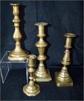 4 pcs Antique Brass Candlestick Holders