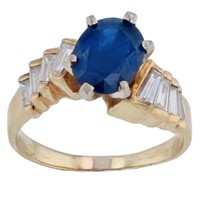 14kt Gold 2.36 ct Sapphire & diamond ring