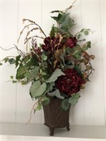 Dried Floral Arrangement in Metal Base
