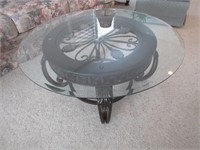 Round Beveled Glass-TopTable w/ Metal Stand