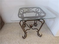 Beveled Glass Top Square Accent Table