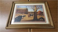 Wood framed cow picture