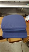 3 blue seat cushions