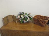 Dried Floral Arrangement, Frame & Basket