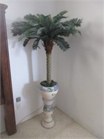Faux Palm Tree in Large Ceramic Planter Vase