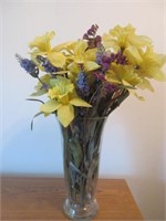 Artificial Floral Arrangement w/ Glass Vase