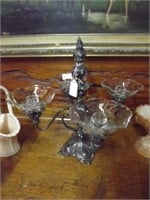 Victorian Silver Plated Candelabra W/ Crystal Inse
