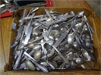 Large Flat Of Assorted Plated Flatware