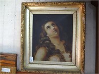Oil On Canvas Young Maiden W/ Upward Gaze