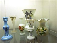 7 Hand Decorated Vases Incl. Crystal