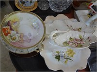 Hp Nippon Dishes, Floral Decorated Handled Serving