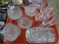 16 Pcs. Etched & Pressed Crystal Tableware