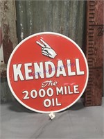 Kendall oil tin sign, 23 inches round