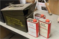 Ammunition Box & (3) Cans of FFFg Superfine Black
