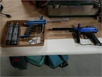 2 paintball guns with CO2 bottles