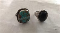 Turquoise and silver ring with costume  ring