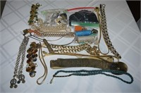 Costume Jewelry - Assorted belts, necklaces, shoe