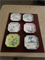 6 Chinese copper and enamel bowls