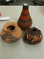 Lot of three native Pottery pieces