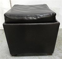 Brown leather ottoman with storage
