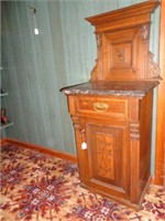 Walnut Marble Top Commode Stand with