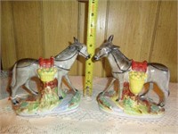 Staffordshire Pair of Donkeys with Repair -