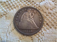 1849 Seated $1 Silver  Near Very Good - 20