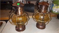 PAIR OF HANGING OIL LAMPS