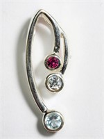 $100. SS Created Gemstones Pendant